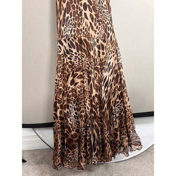 Mia Paluzzi Maxi Dress Leopard Print Sz 4 Y2K 2000s Formal Party Cocktail - Picture 7 of 15